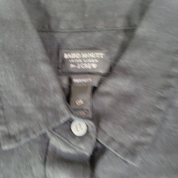 J.Crew Baird McNutt Petite Black Irish Linen Long-Sleeve Button-Down Shirt Sz S - Picture 2 of 8